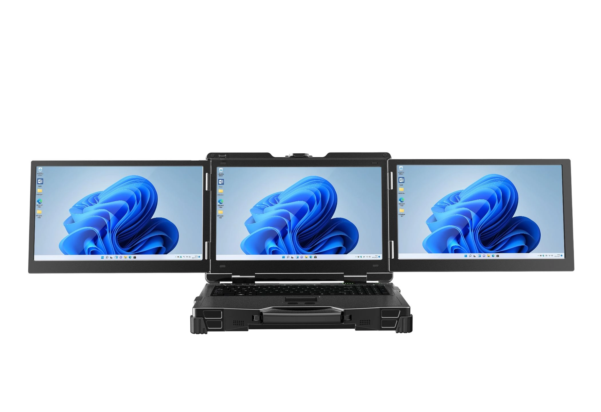 Robuster 15,6-Zoll-Laptop mit drei Bildschirmen