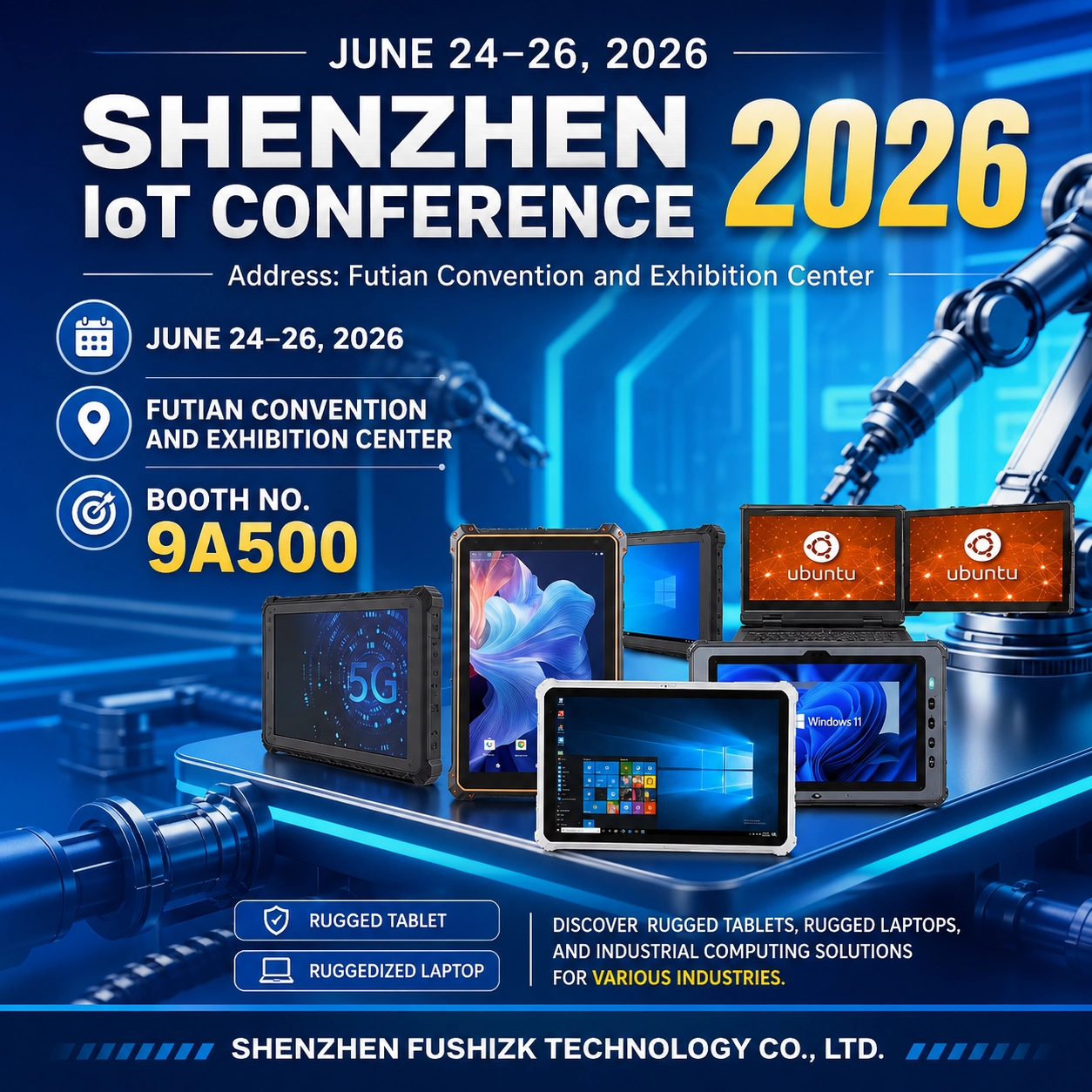 FUSHi TECH pr&auml;sentiert robuste Tablets und robuste Laptops auf der Shenzhen IoT Conference 2026
